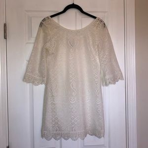 Off white boho dress with slip